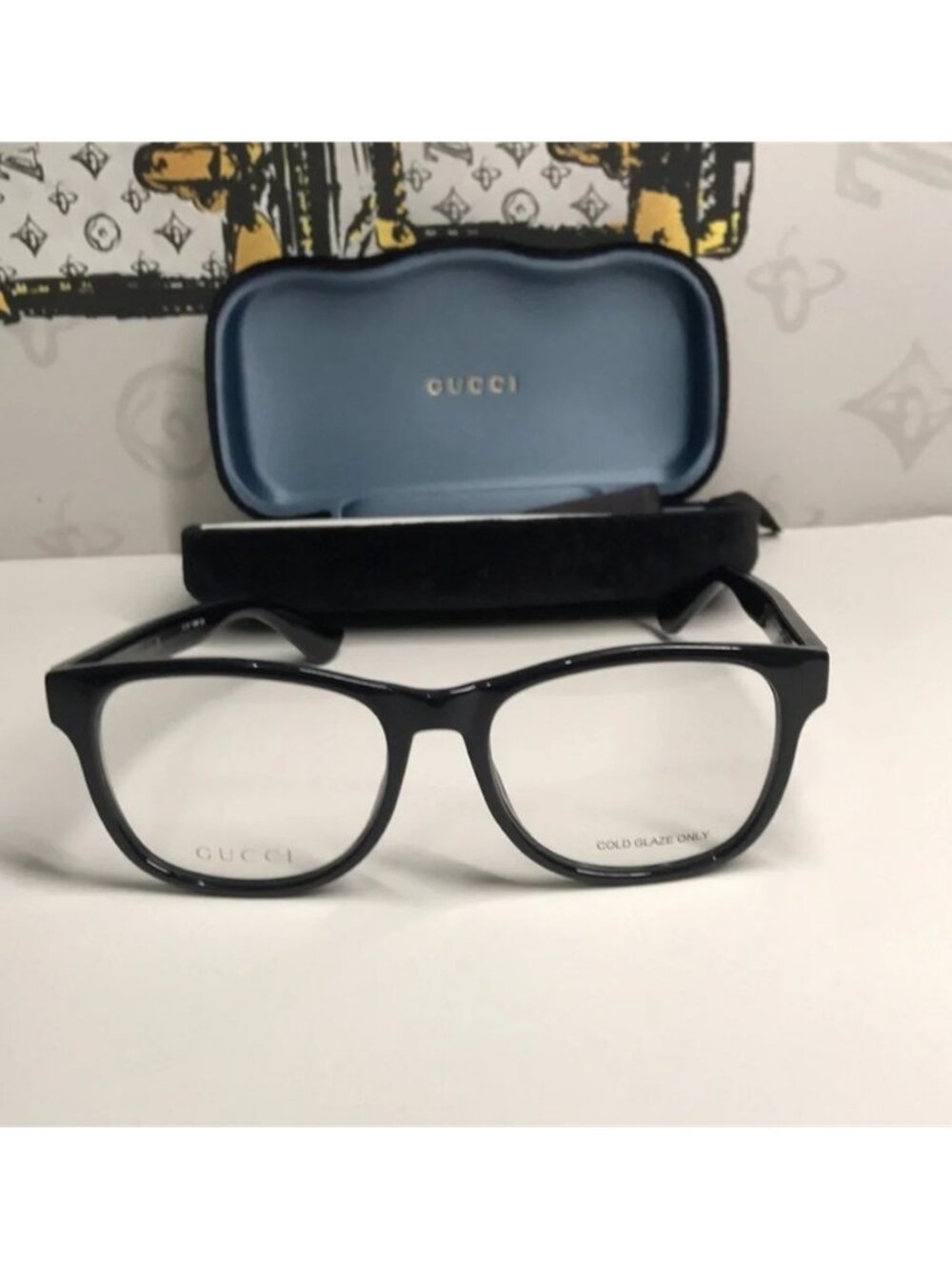 Luxury New Authentic Gucci GG1344O 005 Black Square Eyeglasses - Picture 9 of 14